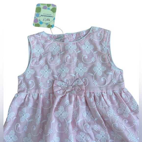 NWT CandyHouse Little Girl A Line Formal Floral Embroidered Pink & White Dress - Picture 4 of 6